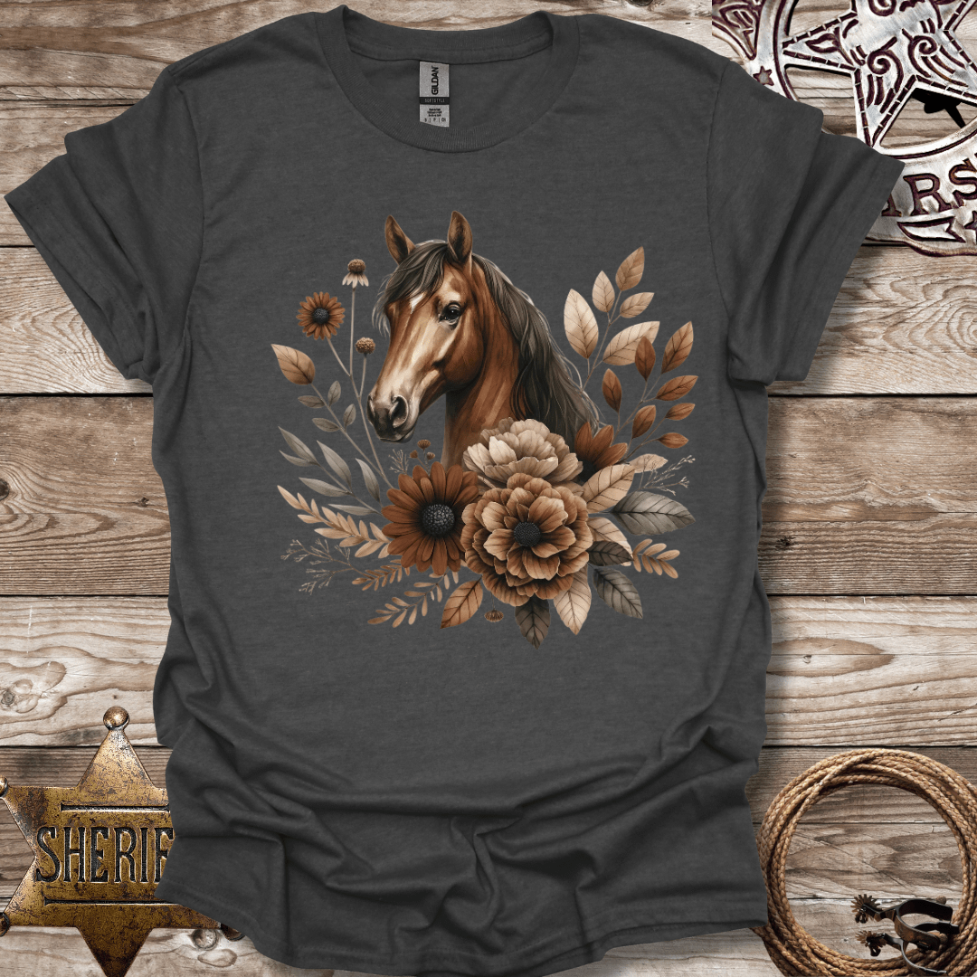 Floral Horses Head T-Shirt