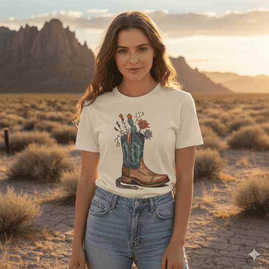 Floral Cowboy Boot with a Surprise-T-Shirt