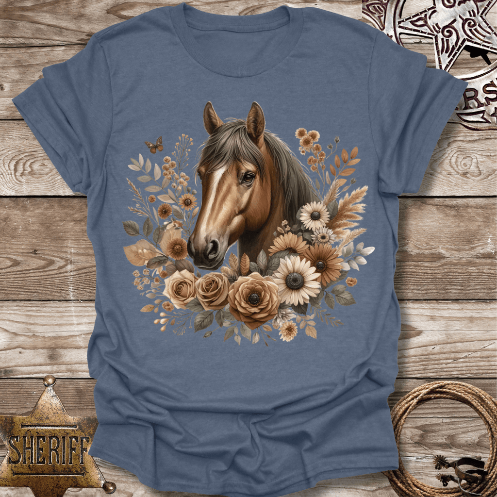 Horse Floral with Butterfly T-shirt