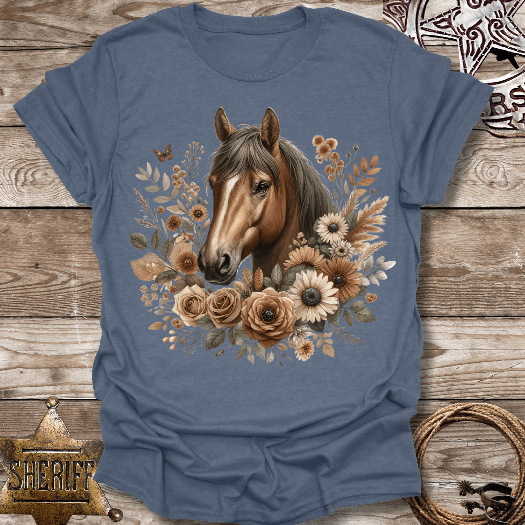 Horse Floral with Butterfly T-shirt