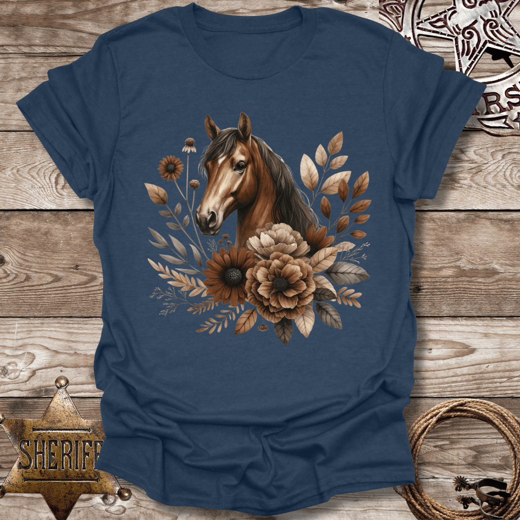 Floral Horses Head T-Shirt