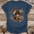Floral Horses Head T-Shirt