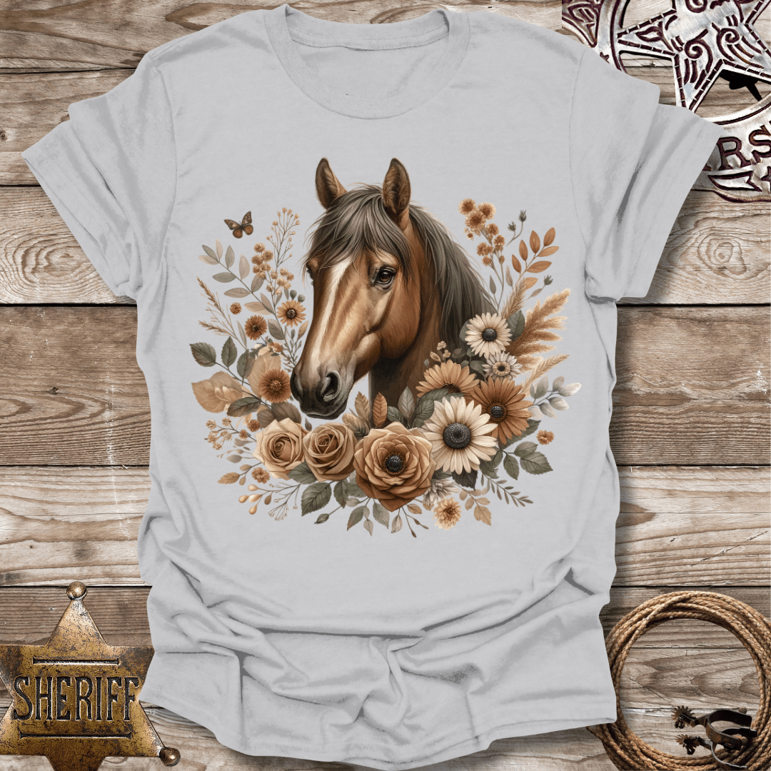 Horse Floral with Butterfly T-shirt
