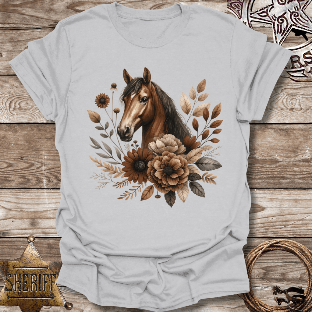 Floral Horses Head T-Shirt