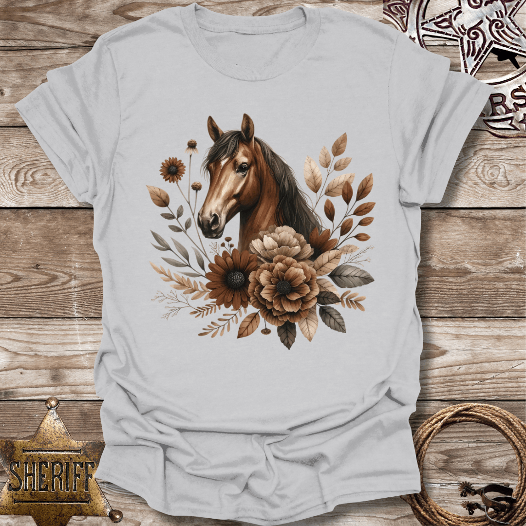 Floral Horses Head T-Shirt