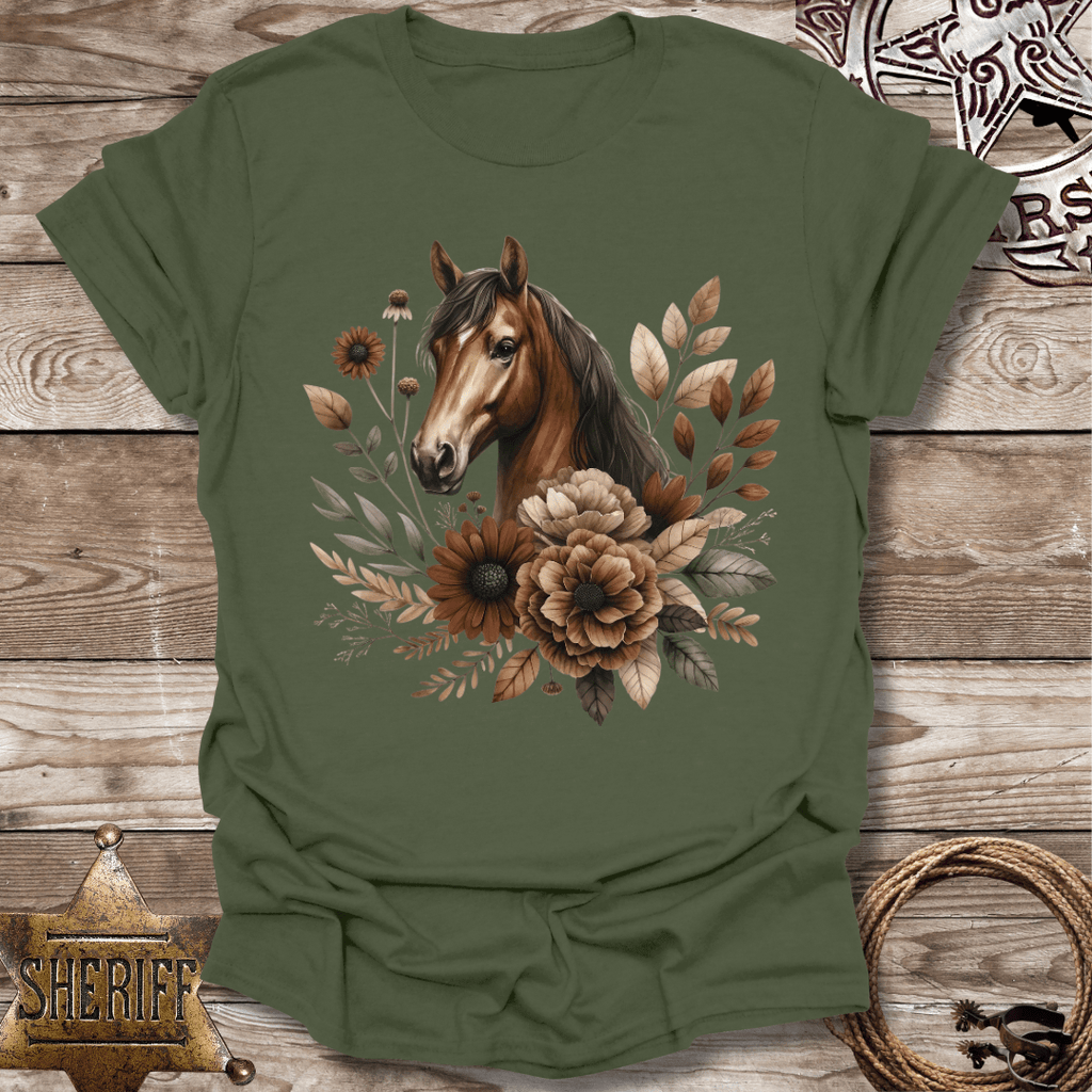 Floral Horses Head T-Shirt