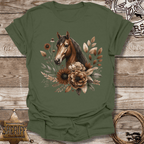 Floral Horses Head T-Shirt