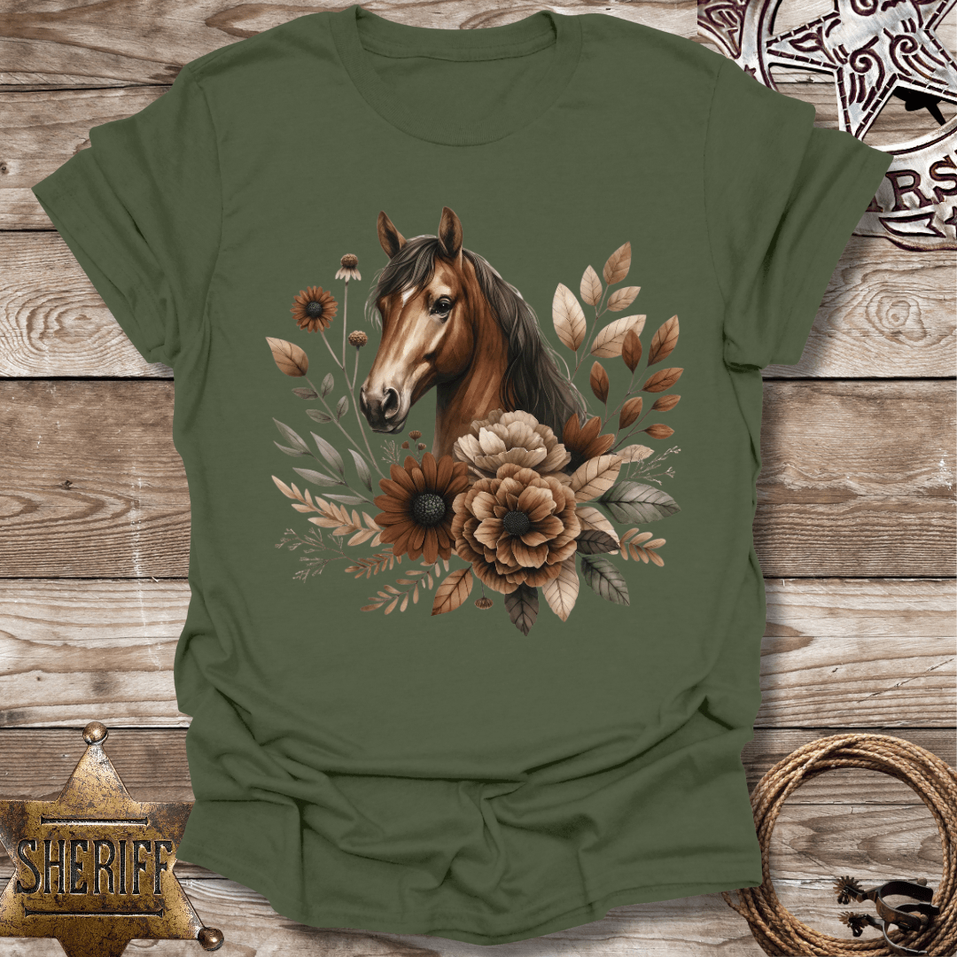 Floral Horses Head T-Shirt