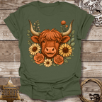 Highland Cow Floral T-Shirt