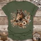 Horse Floral with Butterfly T-shirt