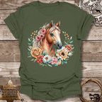 Blonde Floral Horse T-Shirt,