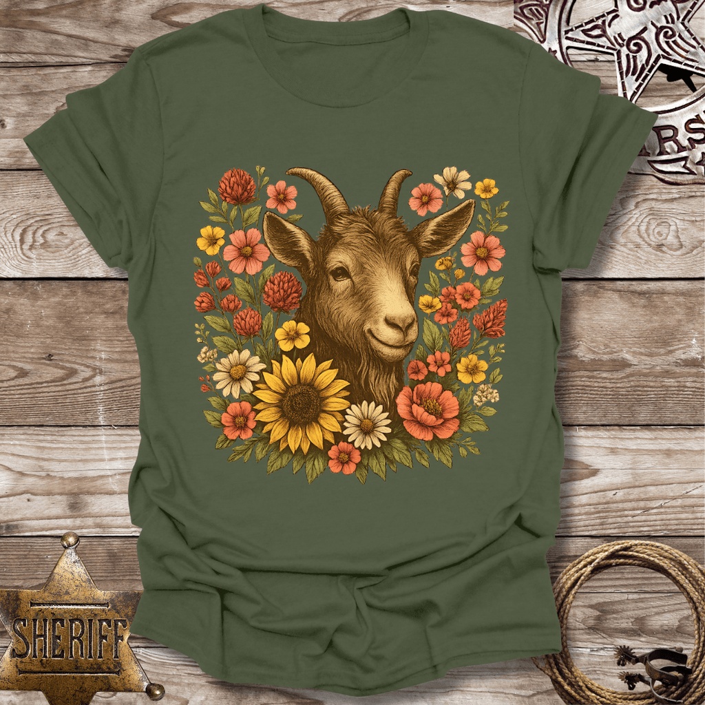 Floral Goat Art T-Shirt