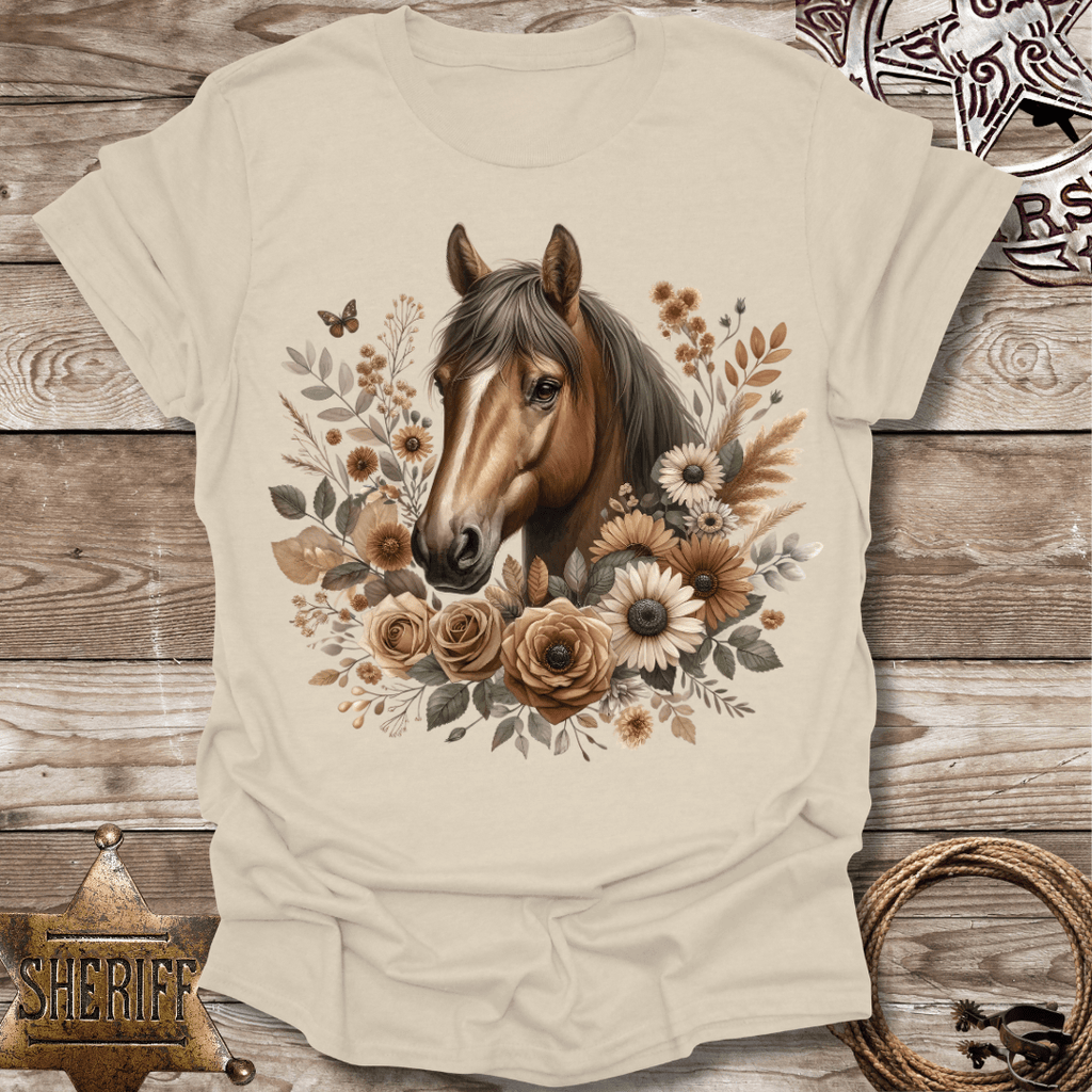 Horse Floral with Butterfly T-shirt