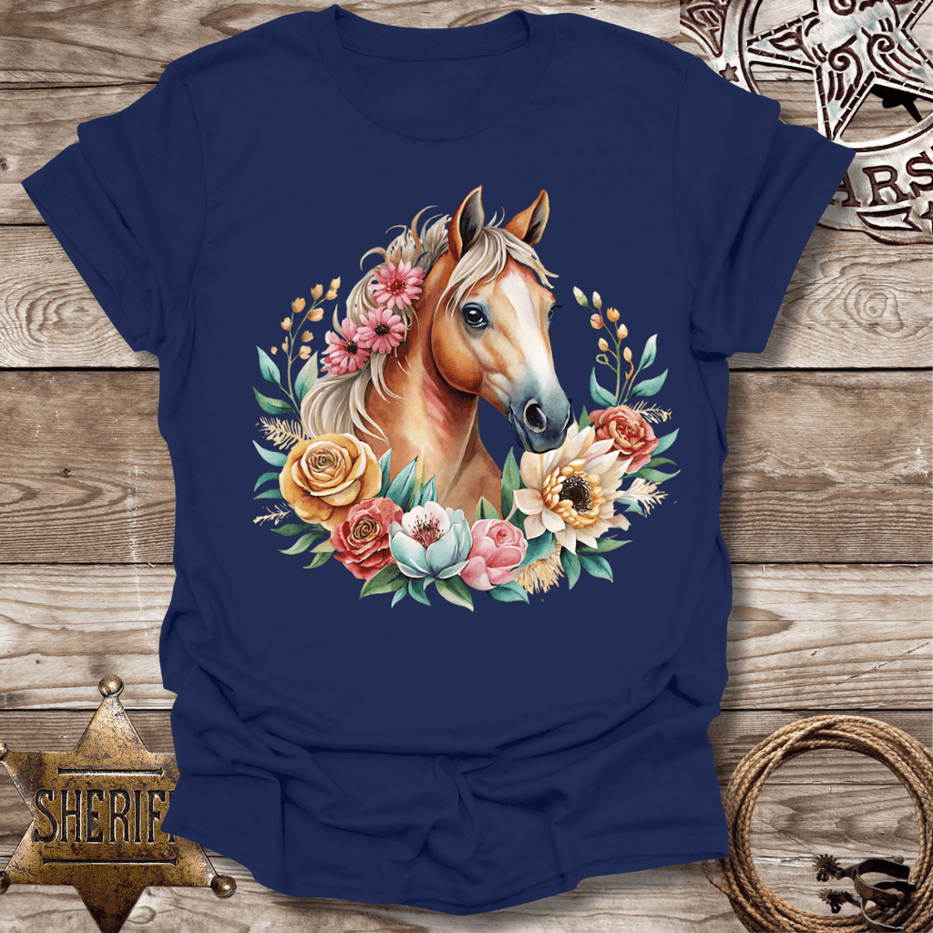 Blonde Floral Horse T-Shirt,