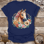 Blonde Floral Horse T-Shirt,