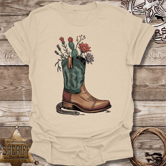 Floral Cowboy Boot with a Surprise-T-Shirt