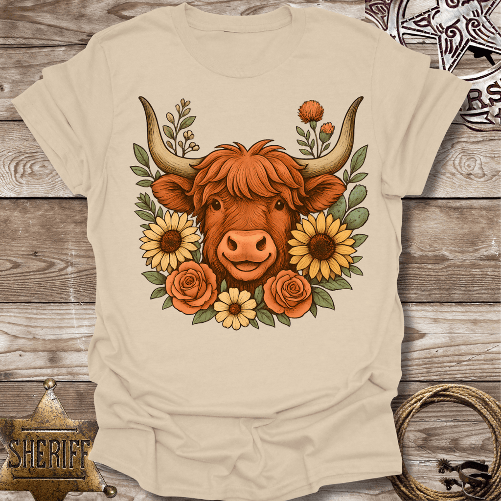 Highland Cow Floral T-Shirt