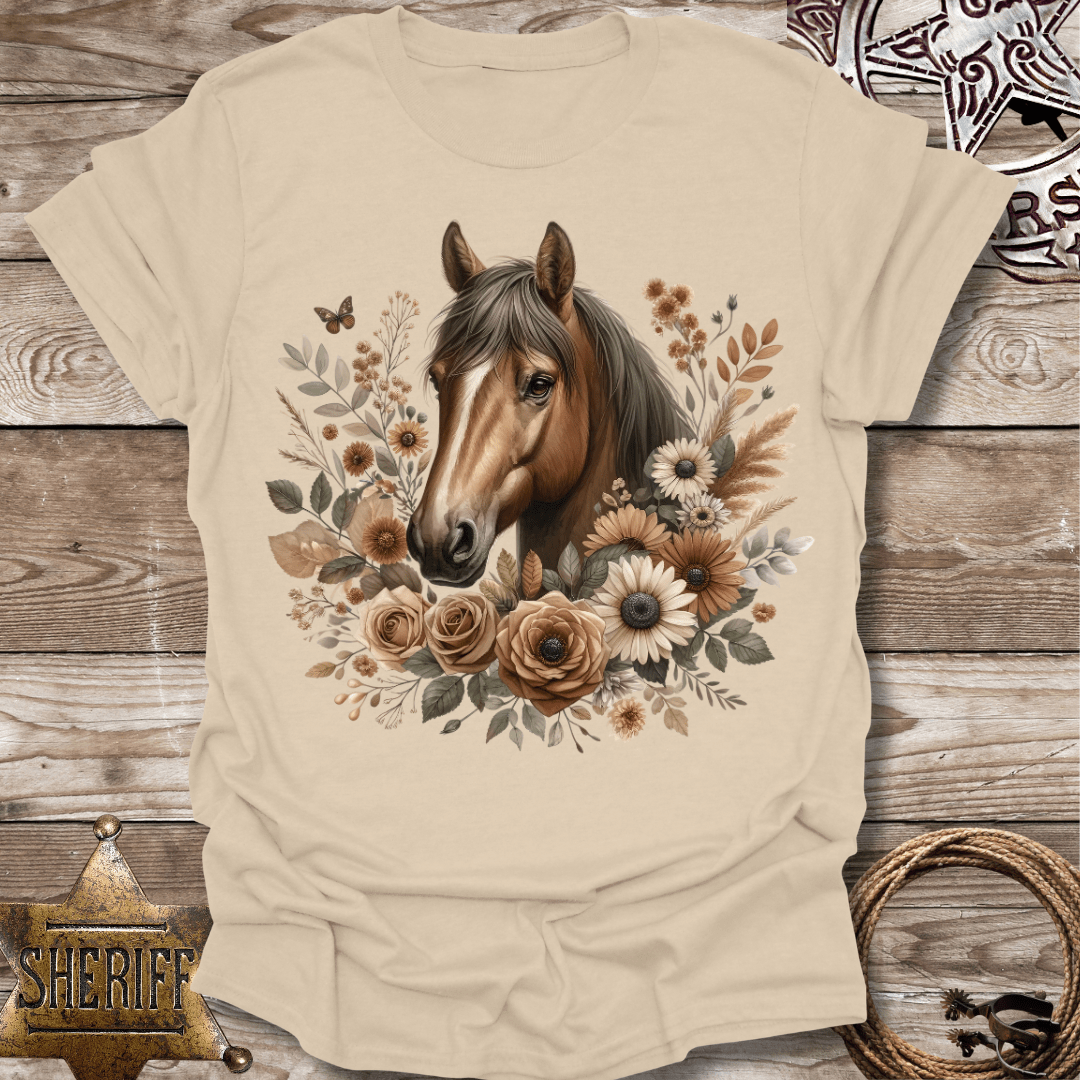 Horse Floral with Butterfly T-shirt