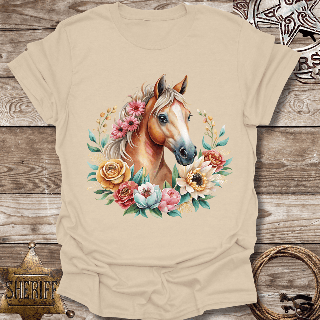 Blonde Floral Horse T-Shirt,