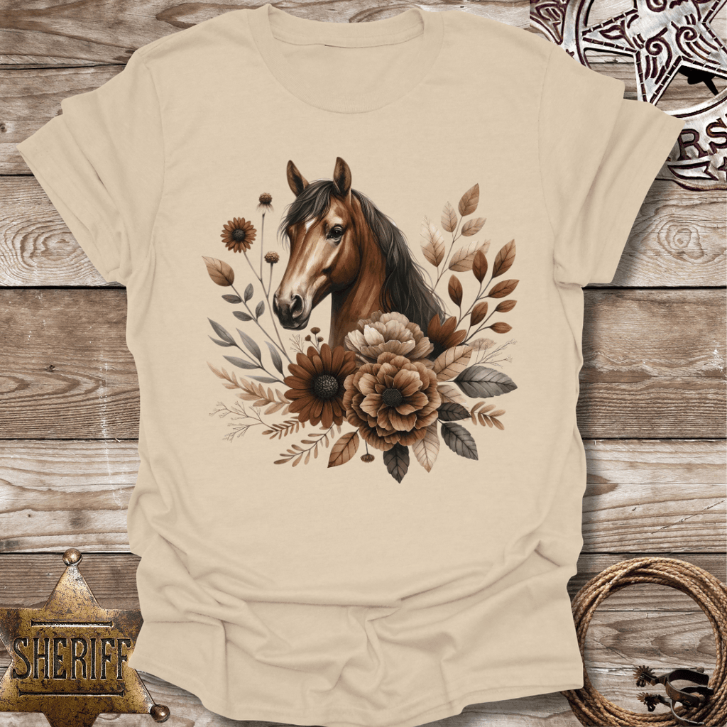 Floral Horses Head T-Shirt
