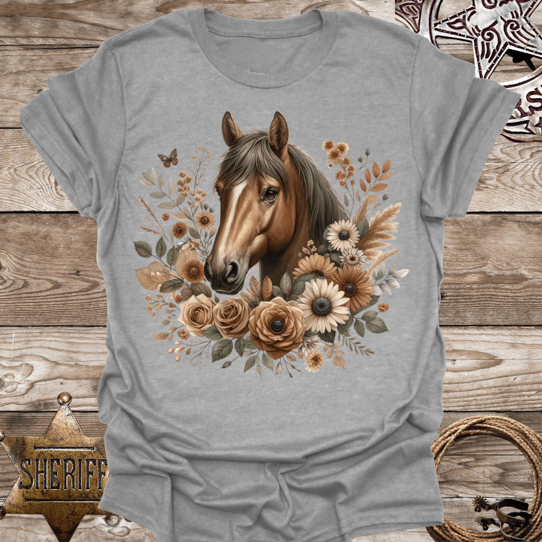 Horse Floral with Butterfly T-shirt