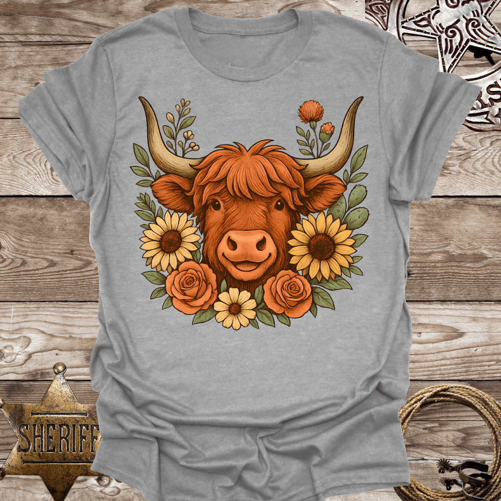 Highland Cow Floral T-Shirt