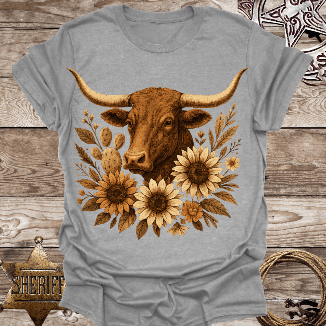 Rustic Floral Longhorn T-Shirt