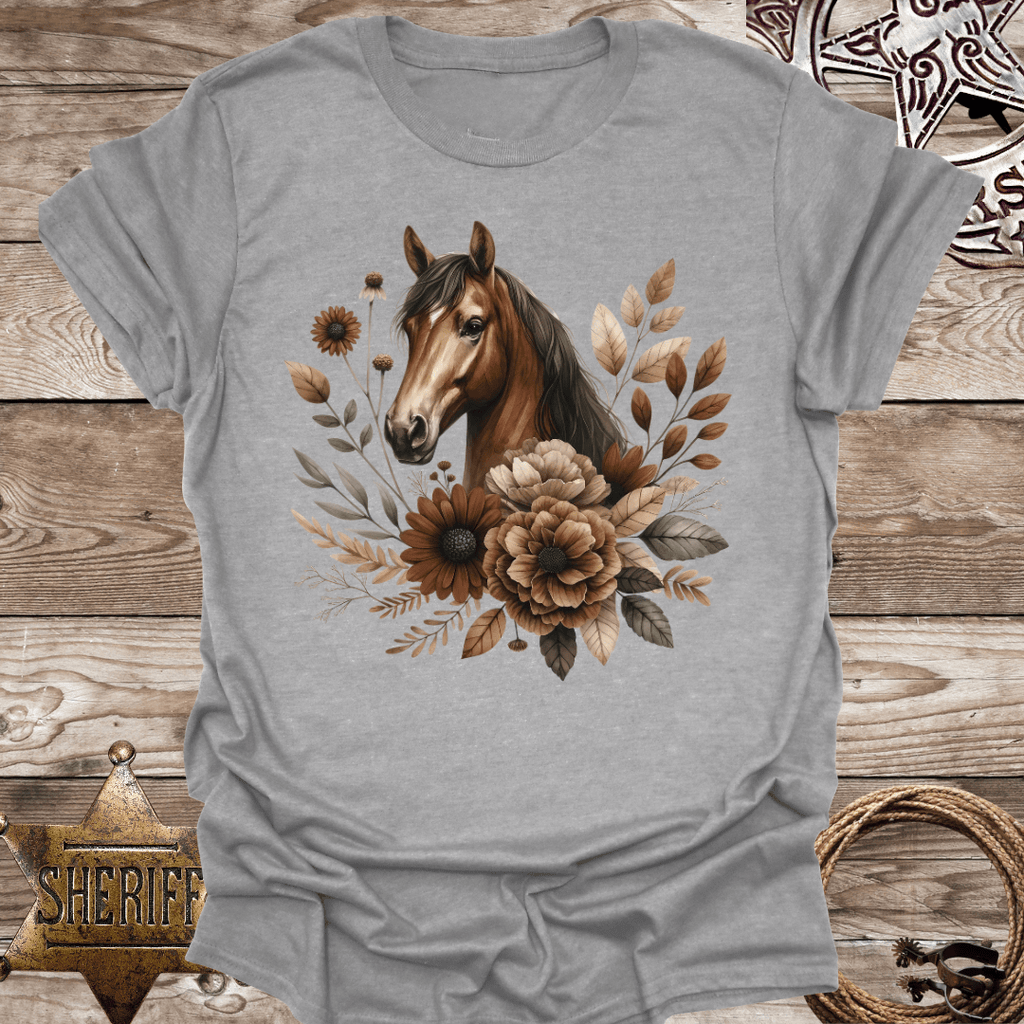 Floral Horses Head T-Shirt