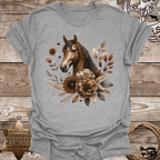 Floral Horses Head T-Shirt